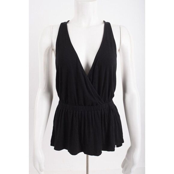 Free People We The Free Womens Top Shirt Peplum Size S Black Racerback - Picture 1 of 6